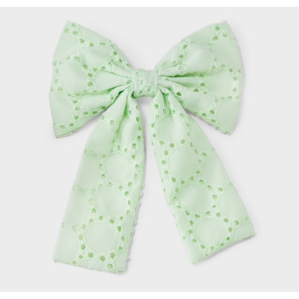 Wild Fable Fabric Eyelet Bow Barrette green